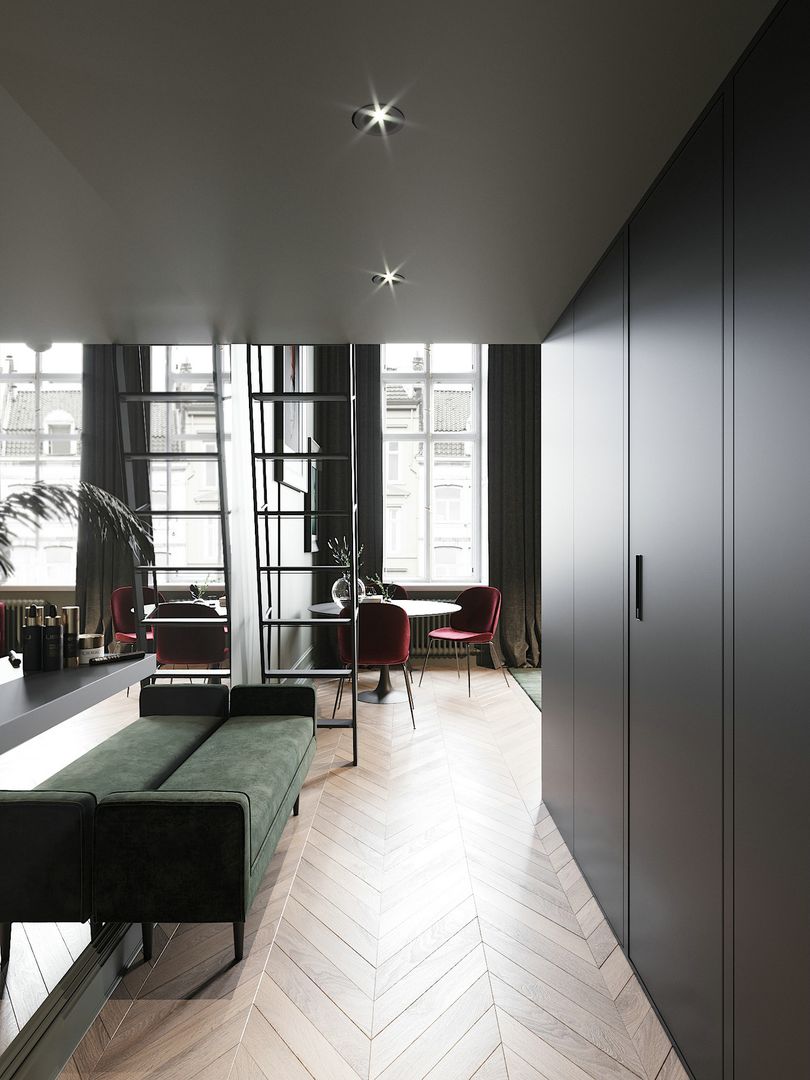 「家居设计」超精致的北欧loft小公寓 | 红绿色系的经典搭配装修效果图片_9