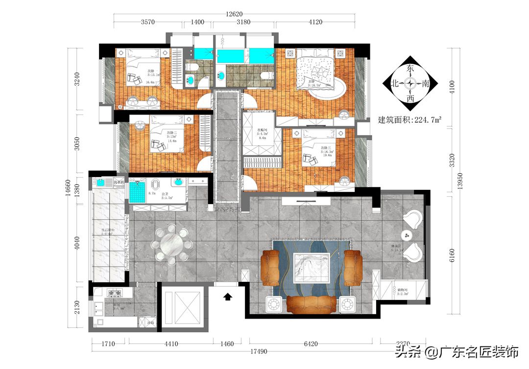 224m²轻奢靓家，朴实的棕色，带来精致典雅的生活装修效果图片_2
