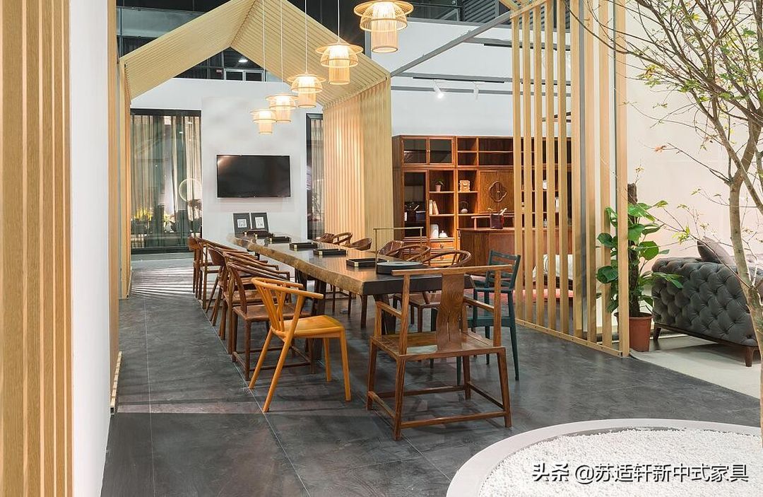 新中式展会空间 实木家具，添染明媚、灵动之气装修效果图片_4