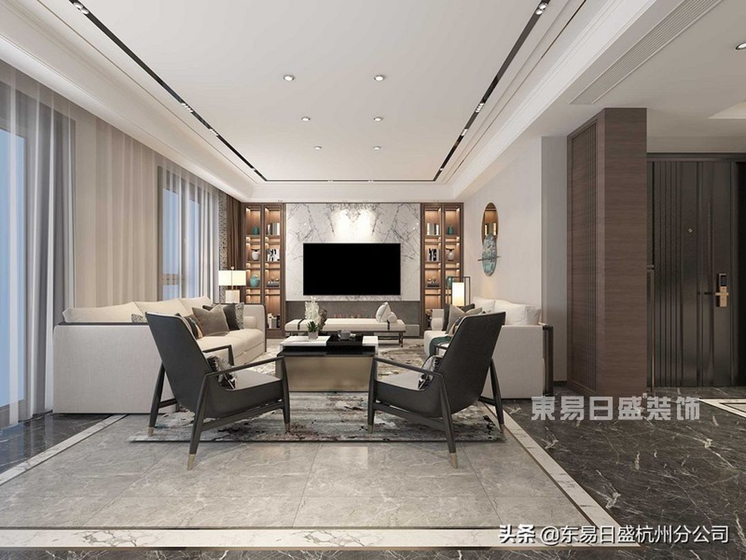 360平新中式别墅装修，一步一景，一宅一芳华装修效果图片_2