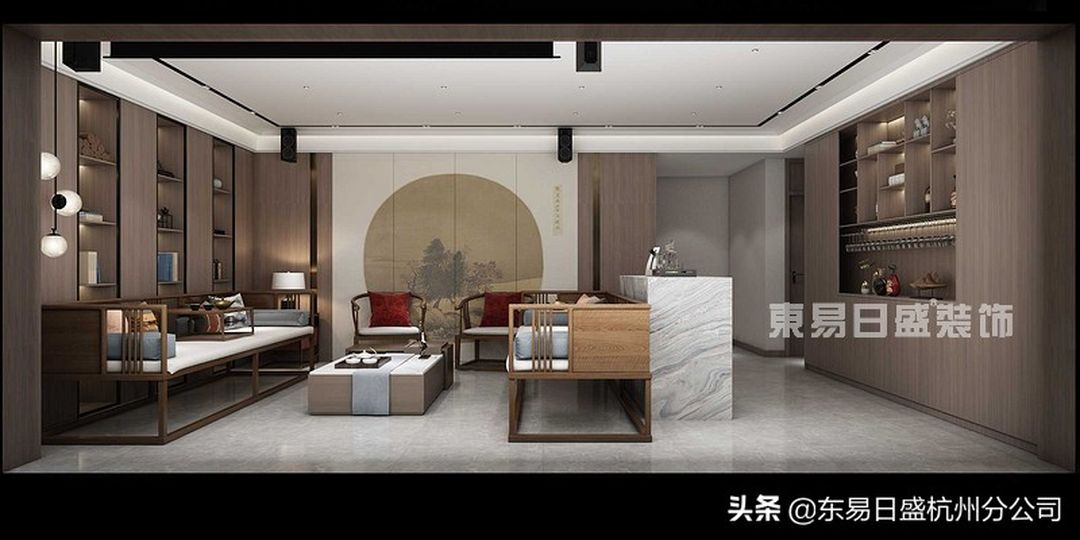360平新中式别墅装修，一步一景，一宅一芳华装修效果图片_5