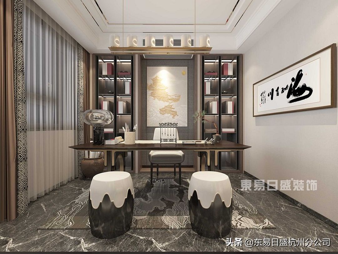 360平新中式别墅装修，一步一景，一宅一芳华装修效果图片_4