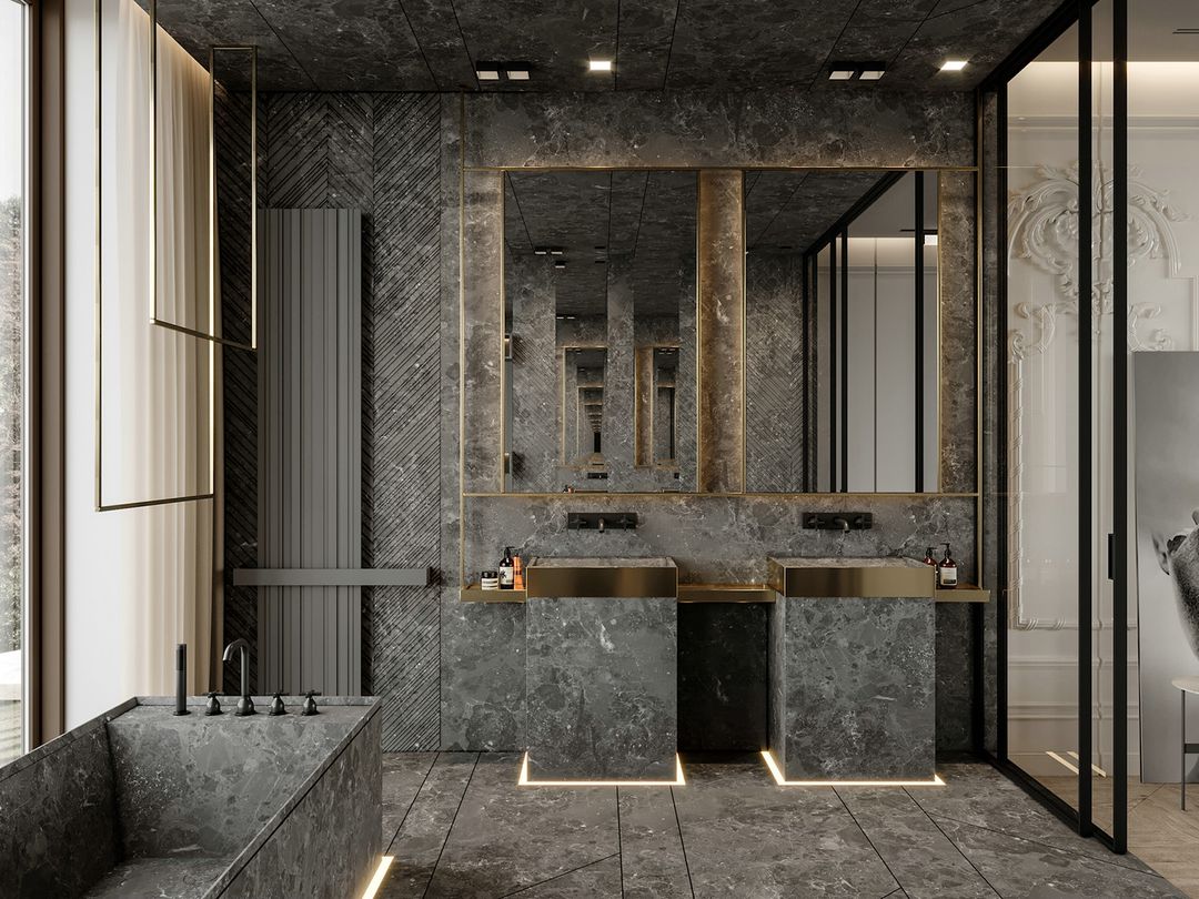 现代欧式居所，理石质感的优雅装修效果图片_6