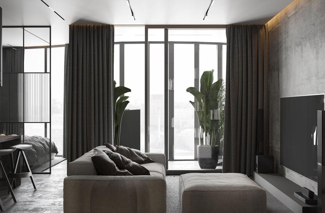 「家居设计」高级黑+工业风，帅气而个性的单身生活装修效果图片_2