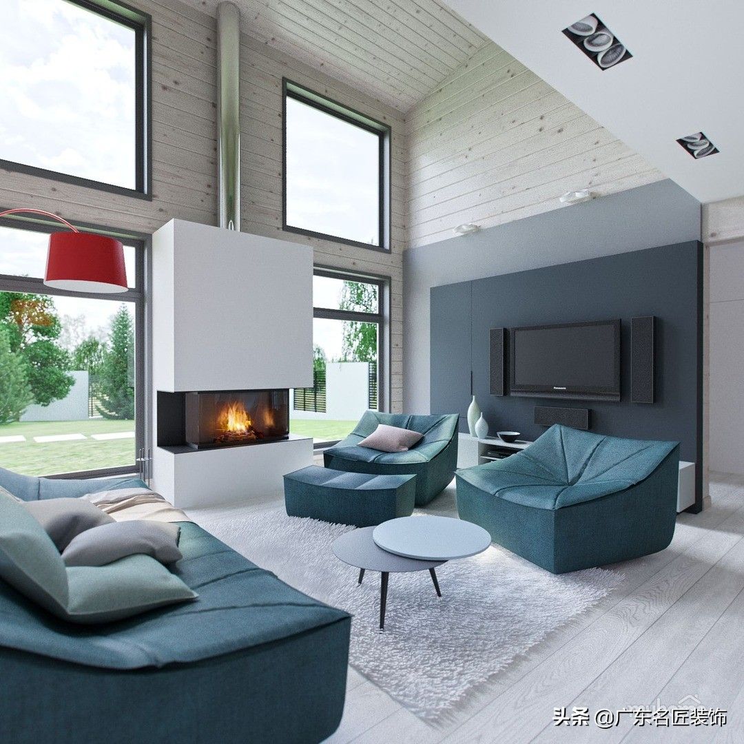 312m²简约风别墅，都是美好生活应该有的色彩装修效果图片_2