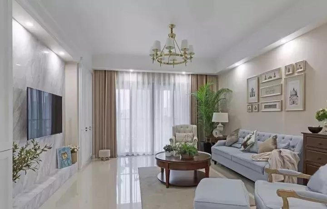 135㎡美式风三居，温馨而清新的生活感装修效果图片_1