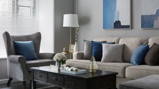 灰+蓝，素雅美式三居，给你宁静港湾～