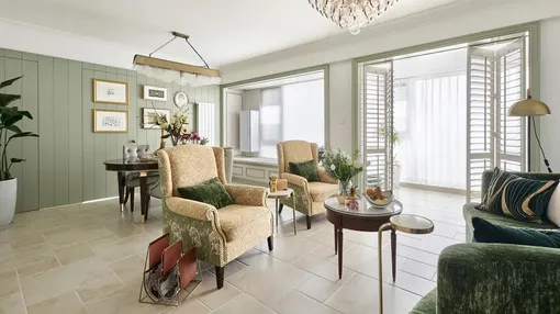 135㎡美式田园风，莫兰迪绿也能超有高级感