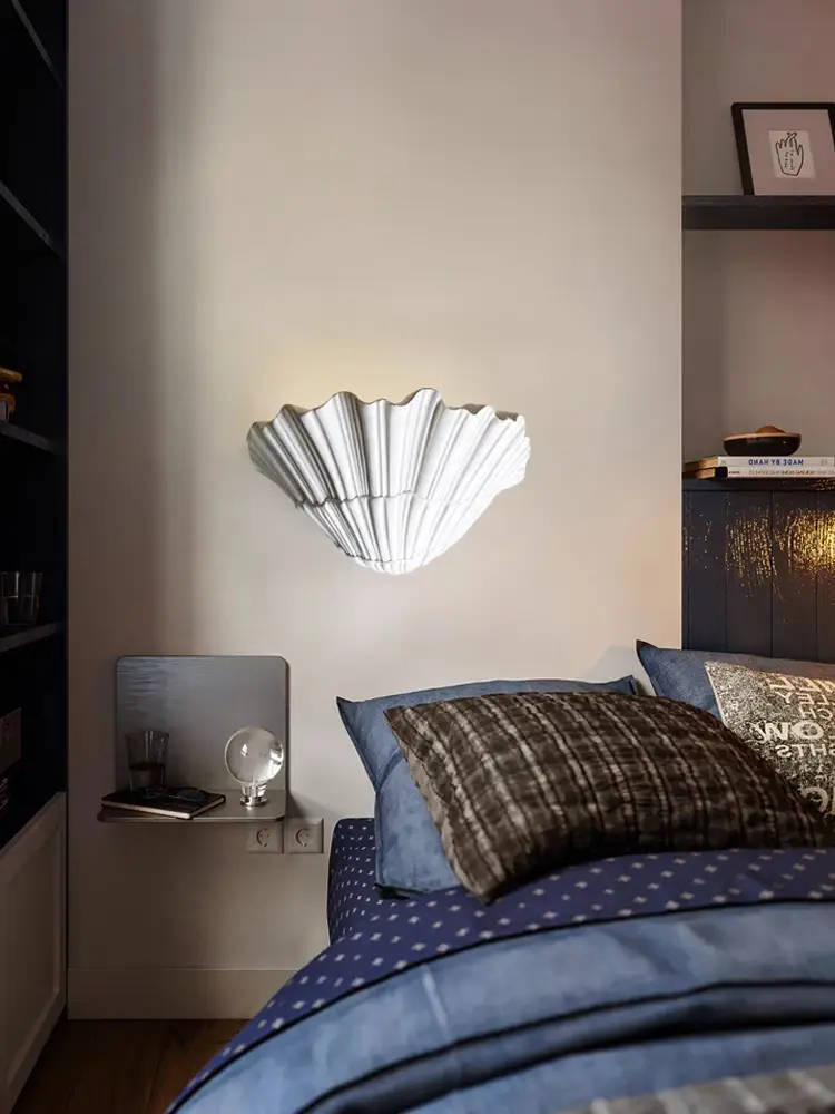 北欧后现代客厅书房卧室床头贝壳壁灯图片_4