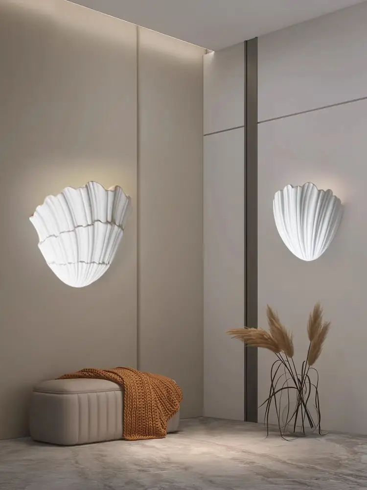 北欧后现代客厅书房卧室床头贝壳壁灯图片_0