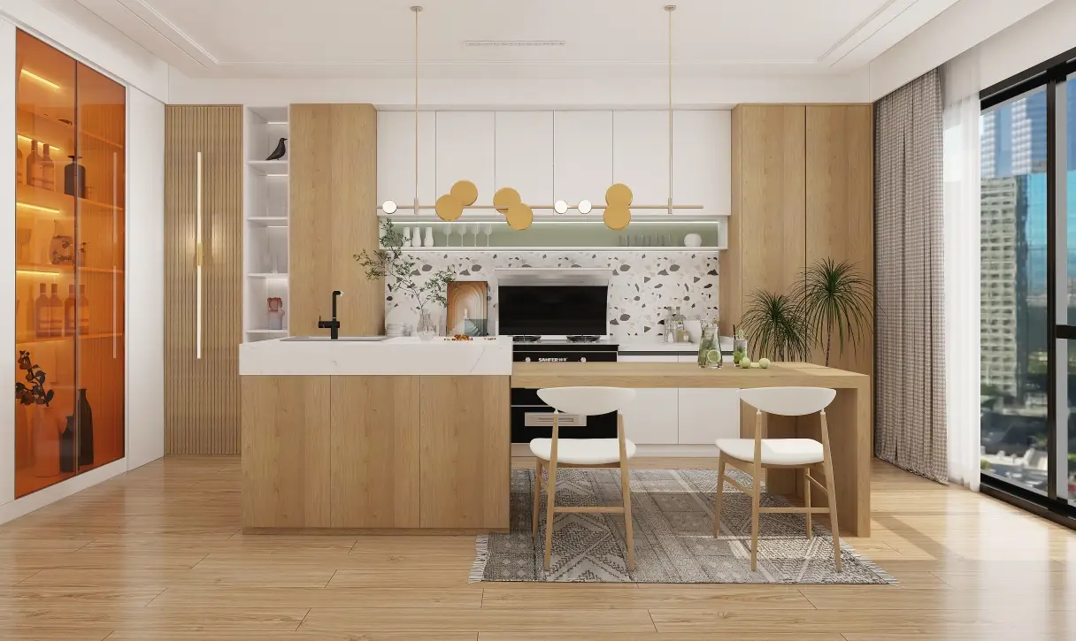 餐厨一体岛台设计：时尚后现代主义家居美学图片_2