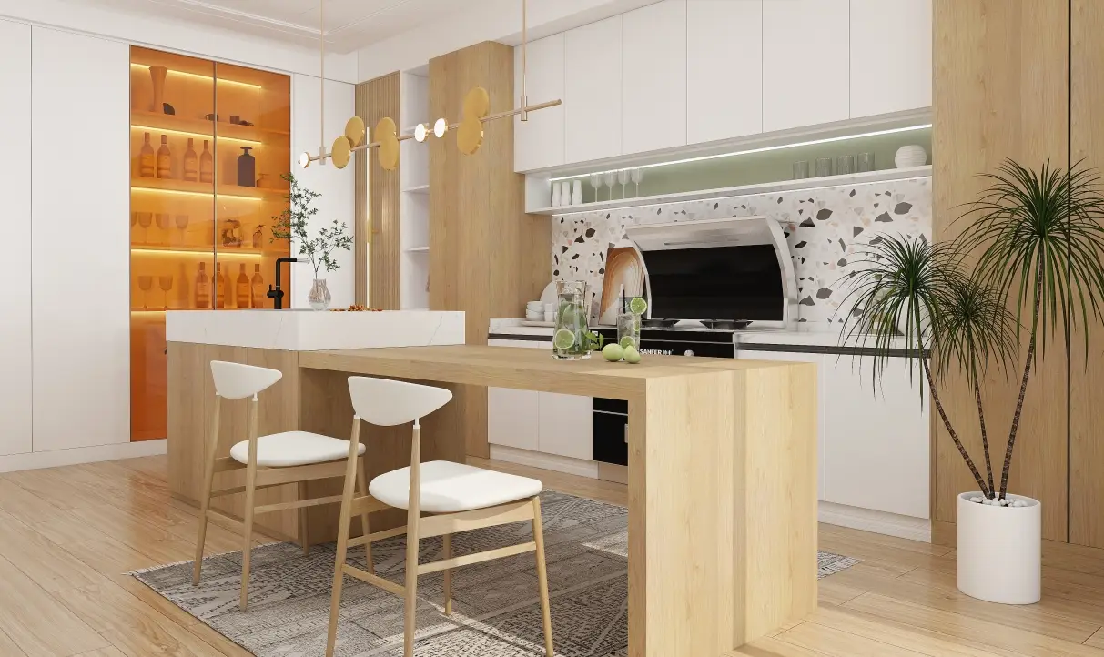 餐厨一体岛台设计：时尚后现代主义家居美学图片_0